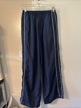 Navy Track Pants with White Side Piping